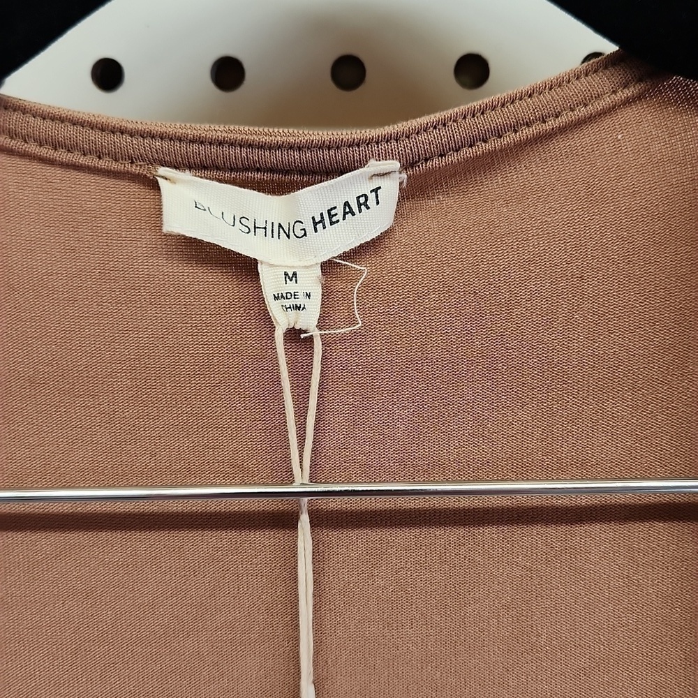 Blushing hearts open front ruffle sleeves light brown NWT - Picture 3 of 7